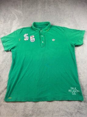 True Religion Palm Tree True Religion 56 Green Polo Shirt Size XXL MSRP 98$